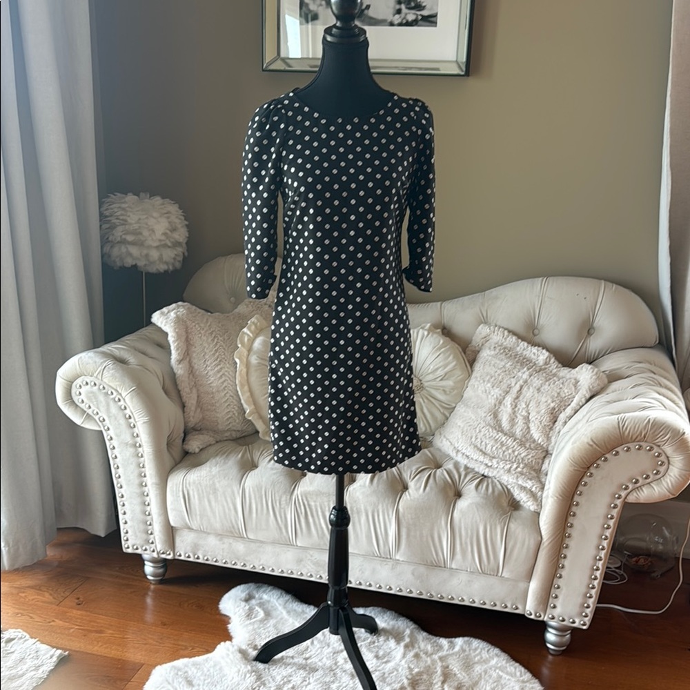 Elegant Black and White Polka Dot Dress